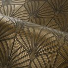 Casamance Magnitude papír, vinyl anyagú, fekete, arany színű, art deco, geometriai, Modern tapéta