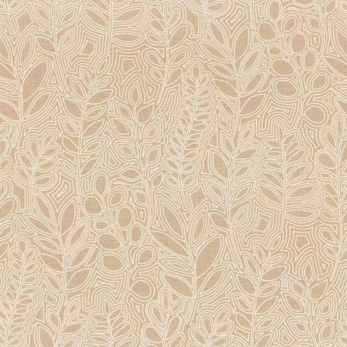 Casamance Palmadora vinyl, vlies anyagú, beige, barna színű, leveles, textilhatású, Modern tapéta