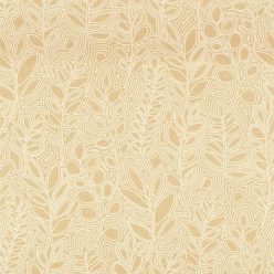   Casamance Palmadora vinyl, vlies anyagú, mustársárga, fehér színű, leveles, textilhatású, Modern tapéta