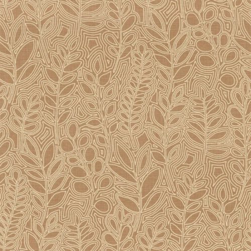 Casamance Palmadora vinyl, vlies anyagú, barna, beige színű, leveles, textilhatású, Modern tapéta