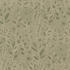   Casamance Palmadora vinyl, vlies anyagú, okker színű, leveles, textilhatású, Modern tapéta