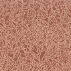   Casamance Palmadora vinyl, vlies anyagú, beige, terrakotta színű, leveles, textilhatású, Modern tapéta