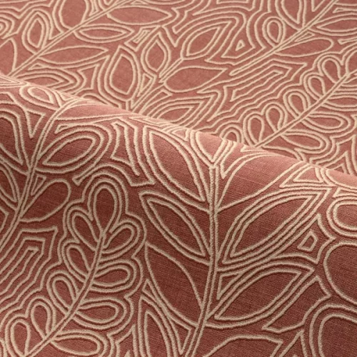 Casamance Palmadora vinyl, vlies anyagú, beige, terrakotta színű, leveles, textilhatású, Modern tapéta
