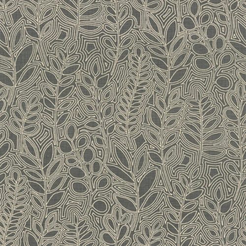 Casamance Palmadora vinyl, vlies anyagú, szürke, beige színű, leveles, textilhatású, Modern tapéta