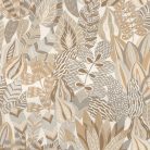 Casamance Palmadora vinyl, vlies anyagú, fehér, szürke, barna színű, leveles, textilhatású, Modern tapéta