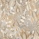 Casamance Palmadora vinyl, vlies anyagú, fehér, szürke, barna színű, leveles, textilhatású, Modern tapéta