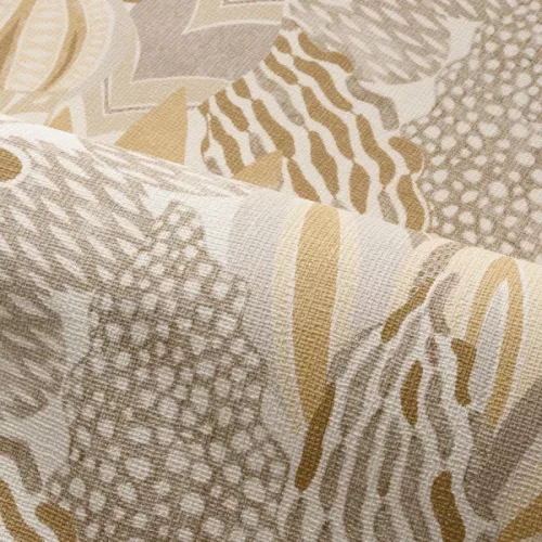 Casamance Palmadora vinyl, vlies anyagú, fehér, szürke, barna színű, leveles, textilhatású, Modern tapéta