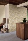 Casamance Palmadora vinyl, vlies anyagú, fehér, szürke, barna színű, leveles, textilhatású, Modern tapéta