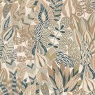 Casamance Palmadora vinyl, vlies anyagú, fehér, beige, kék, zöld színű, leveles, textilhatású, Modern tapéta
