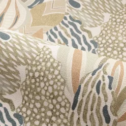   Casamance Palmadora vinyl, vlies anyagú, fehér, beige, kék, zöld színű, leveles, textilhatású, Modern tapéta