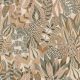 Casamance Palmadora vinyl, vlies anyagú, beige, zöld, barna, mustársága színű, leveles, textilhatású, Modern tapéta