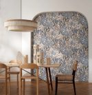 Casamance Palmadora vinyl, vlies anyagú, beige, barna, kék színű, leveles, textilhatású, Modern tapéta