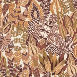   Casamance Palmadora vinyl, vlies anyagú, beige, barna, zöld, mustársárga színű, leveles, textilhatású, Modern tapéta