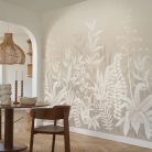 Casamance Palmadora vinyl, vlies anyagú, fehér, beige, szürke színű, leveles, textilhatású, Modern poszter