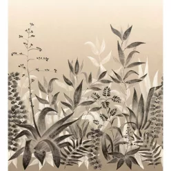   Casamance Palmadora vinyl, vlies anyagú, fehér, szürke, barna színű, leveles, textilhatású, Modern poszter
