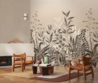 Casamance Palmadora vinyl, vlies anyagú, fehér, szürke, barna színű, leveles, textilhatású, Modern poszter