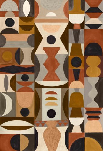 Casamance L'Atelier vinyl, vlies anyagú, szürke, barna, fekete, fehér színű, geometriai, Modern poszter