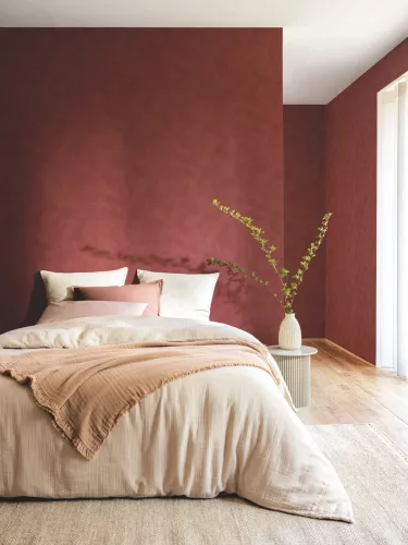 Caselio  Chalk, vlies, vinyl anyagú, bordó színű, vakolt, Modern tapéta