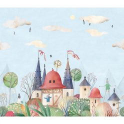   Decoprint Cute Walls vlies anyagú, beige, zöld, szürke színű, vár, állatos, Gyerek poszter