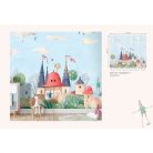 Decoprint Cute Walls vlies anyagú, beige, zöld, szürke színű, vár, állatos, Gyerek poszter