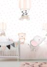 Decoprint Cute Walls vlies anyagú, beige, rózsaszín, szürke, törtfehér, fekete színű, légballonos, állatos, szivecskés, Gyerek poszter