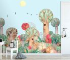 Decoprint Cute Walls vlies anyagú, barna, zöld, kék, piros színű, fás, madaras, Gyerek poszter