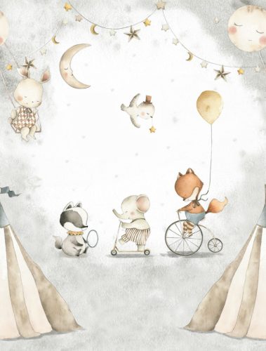 Decoprint Cute Walls vlies anyagú, szürke, barna, fehér színű, állatos, Gyerek poszter