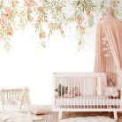 Decoprint Cute Walls vlies anyagú, fehér, zöld, narancssárga színű, leveles, virágos, Gyerek poszter