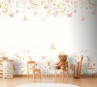 Decoprint Cute Walls vlies anyagú, fehér, sárga, zöld színű, pillangós, leveles, Gyerek poszter