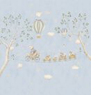 Decoprint Cute Walls vlies anyagú, barna, kék, zöld, fehér színű, légballonos, állatos, ágas , Gyerek poszter