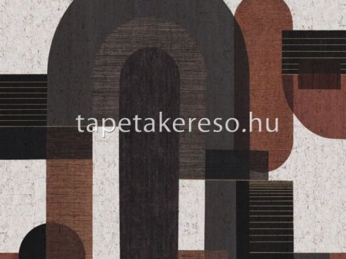 Omexco Casca parafa, vlies anyagú beige, terrakotta, lila, fekete, okker, arany színű geometriai natural poszter
