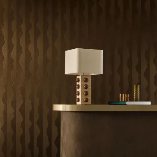 Casamance Ecrin, papír, vinyl anyagú, fekete, arany színű, 3d, vonalas, hullámos, Modern tapéta