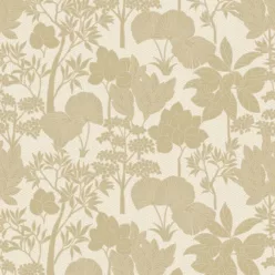   Casamance Tressora, vlies anyagú, beige, keki színű, leveles, Modern tapéta