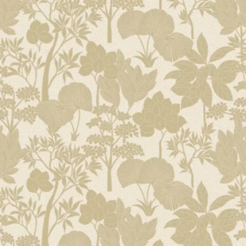 Casamance Tressora, vlies anyagú, beige, keki színű, leveles, Modern tapéta