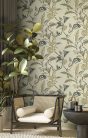Cristiana Masi Botany House vlies anyagú, szürke, barna, zöld színű, állatos, leveles, Modern tapéta