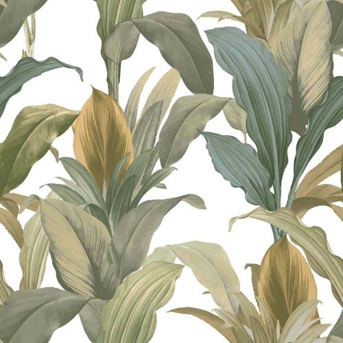 Cristiana Masi Botany House vlies anyagú, fehér, zöld, barna színű, leveles, Modern tapéta