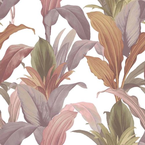 Cristiana Masi Botany House vlies anyagú, fehér, zöld, lila, barna színű, leveles, Modern tapéta