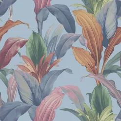  Cristiana Masi Botany House vlies anyagú, kék, zöld, sárga, mályva színű, leveles, Modern tapéta