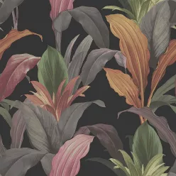   Cristiana Masi Botany House vlies anyagú, fekete, szürke, zöld, mályva, barna színű, leveles, Modern tapéta