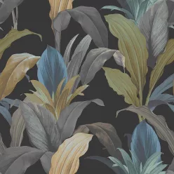   Cristiana Masi Botany House vlies anyagú, fekete, zöld, kék, szürke, barna színű, leveles, Modern tapéta