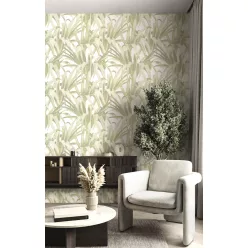   Cristiana Masi Botany House vlies anyagú, zöld, fehér színű, leveles, Modern tapéta