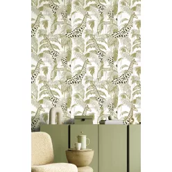   Cristiana Masi Botany House vlies anyagú, fehér, zöld, barna színű, állatos, leveles, Modern tapéta