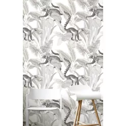   Cristiana Masi Botany House vlies anyagú, fehér, szürke, beige színű, állatos, leveles, Modern tapéta
