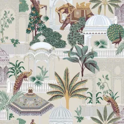   Cristiana Masi Botany House vlies anyagú, szürke, zöld, barna, lila színű, keleti motívumos, Modern tapéta