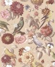 Cristiana Masi Botany House vlies anyagú, beige, zöld, bordó, sárga színű, madaras, virágos, Modern tapéta