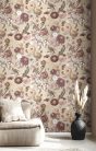 Cristiana Masi Botany House vlies anyagú, beige, zöld, bordó, sárga színű, madaras, virágos, Modern tapéta
