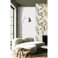   Cristiana Masi Botany House vlies anyagú, szürke, fehér színű, csíkos, Modern tapéta
