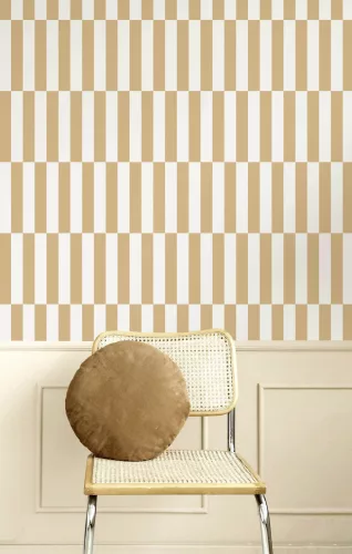 Cristiana Masi Botany House vlies anyagú, mustársárga, fehér színű, csíkos, Modern tapéta