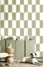 Cristiana Masi Botany House vlies anyagú, zöld, fehér színű, geometriai, Modern tapéta