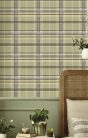 Cristiana Masi Botany House vlies anyagú, szürke, barna, zöld színű, kockás, Modern tapéta